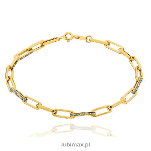 Bransoletka złota pr.585 z cyrkoniami łańcuch 19cm
