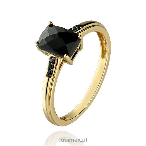 Pierścionek z onyksem 1,00ct i brylantami r16