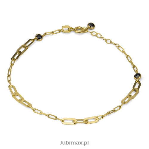 Bransoletka złota pr.585 z cyrkoniami łańcuch 19cm