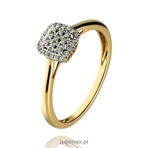 Pierścionek z brylantami 0,11ct żółte złoto r12