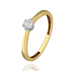 Pierścionek z brylantem 0,05ct żółte złoto r15