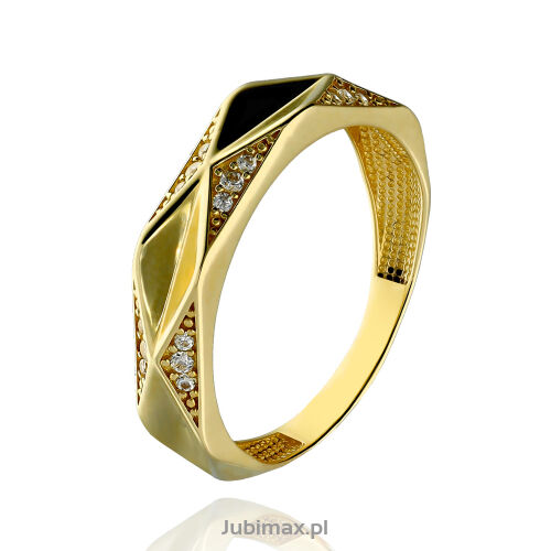 Pierścionek złoty pr.375 z cyrkoniami r20