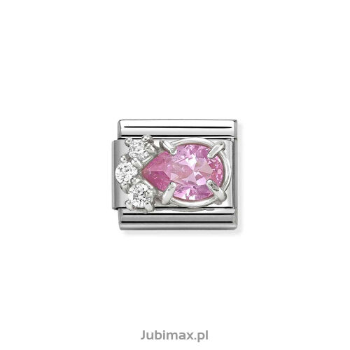 Nomination Link Silver 925 330329-08 Różowa kropla z cyrkoniami 
