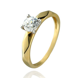 Pierścionek złoty pr.585 z cyrkonią r19
