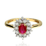 Pierścionek z rubinem 0,60ct i brylantami r18
