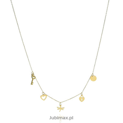 Naszyjnik złoty pr.585 pięć elementów 45cm