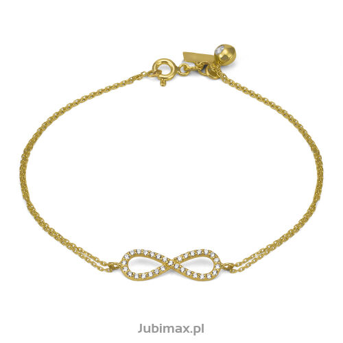 Bransoletka złota pr.585 z cyrkoniami nieskoń.19cm