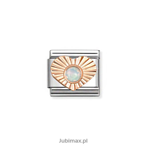 Nomination Link Rose Gold 9K 430516-07 Opal biały serce