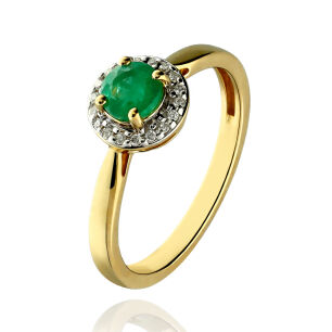 Pierścionek ze szmaragdem 0,48ct i brylantami r13