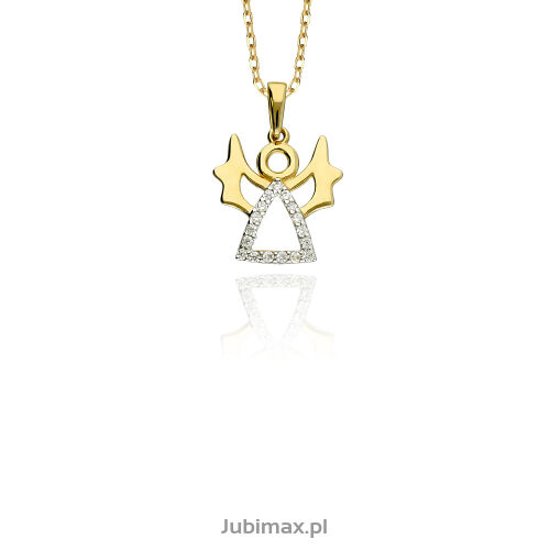 Zawieszka złota pr.585 z cyrkoniami Aniołek