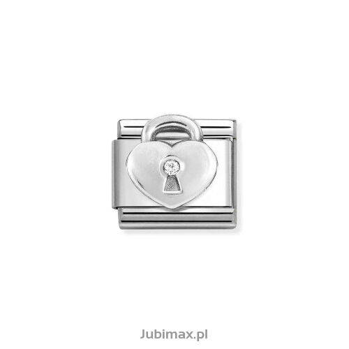 Nomination Link Silver 925 330311-19 Kłódka serce z cyrkonią