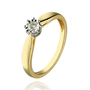 Pierścionek z brylantem 0,10ct żółte złoto r18