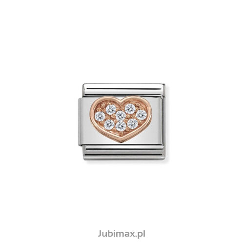 Nomination Link Rose Gold 9K 430302-13 Serce cyrkonie