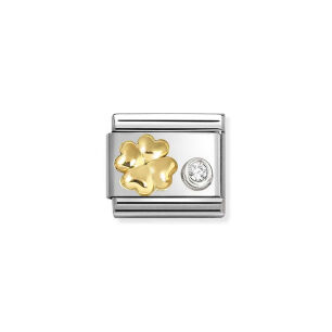 Nomination Link Gold 18K+Silver 630301-03 Koniczyna z cyrkonią