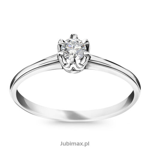 Pierścionek z brylantem 0,15ct białe złoto r12
