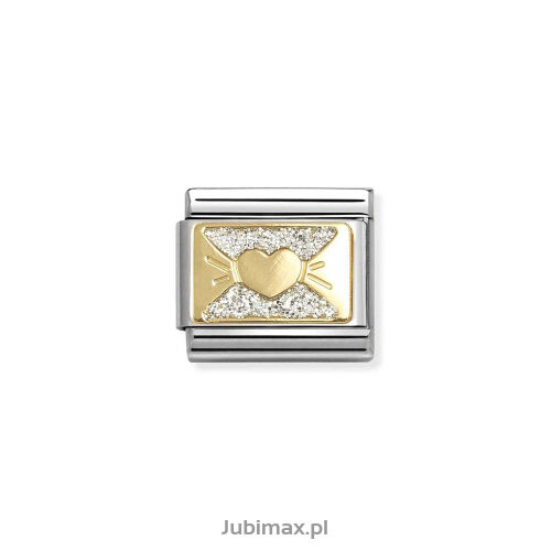 Nomination Link Gold 18K 030224-11 Brokatowa kokarda z sercem
