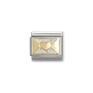 Nomination Link Gold 18K 030224-11 Brokatowa kokarda z sercem