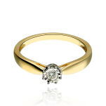 Pierścionek z brylantem 0,10ct żółte złoto r17