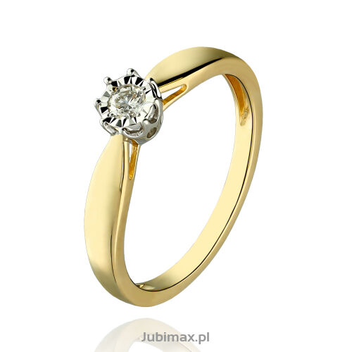 Pierścionek z brylantem 0,10ct żółte złoto r17
