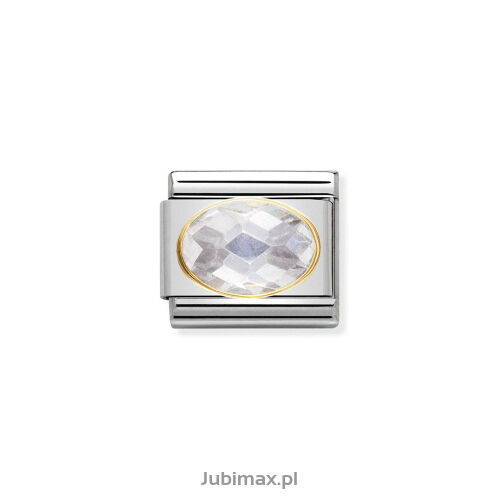 Nomination Link Gold 18K 030601-010 Biała cyrkonia