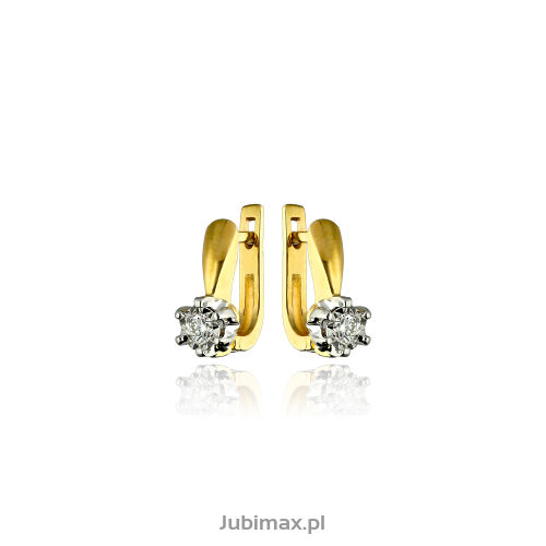 Kolczyki z brylantami 0,18ct żółte złoto