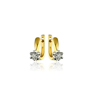 Kolczyki z brylantami 0,18ct żółte złoto