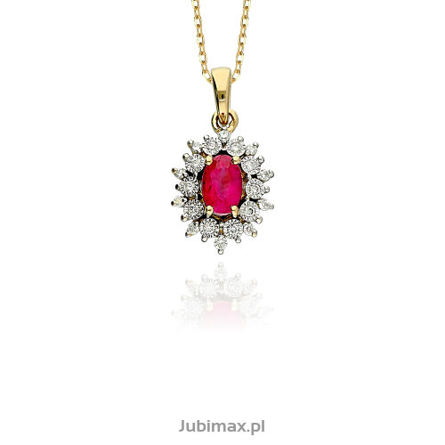 Zawieszka z rubinem 0,60ct i brylantami