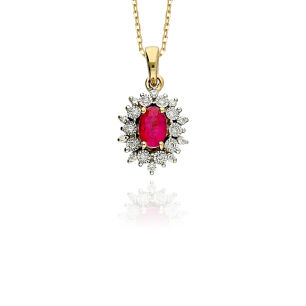 Zawieszka z rubinem 0,60ct i brylantami