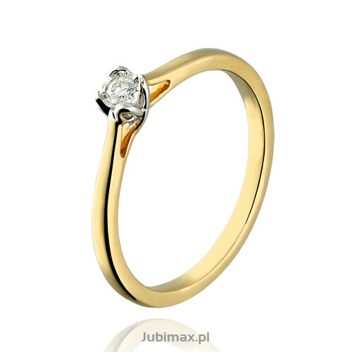Pierścionek z brylantem 0,05ct żółte złoto r12