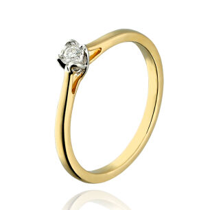 Pierścionek z brylantem 0,05ct żółte złoto r12