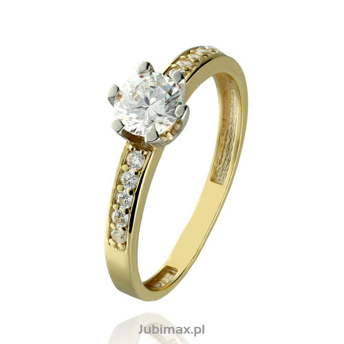Pierścionek złoty pr.375 z cyrkoniami r15