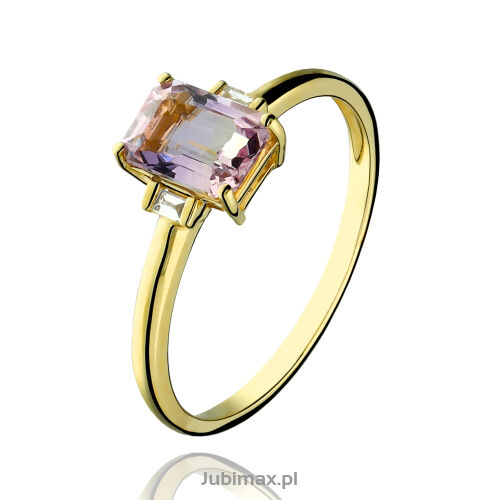 Pierścionek z ametrinem 0,70ct i brylantami r16