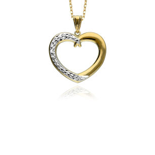 Zawieszka złota pr.375 serce z białym złotem
