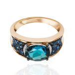 Pierścionek z topazem 2,10ct szafiry brylanty r19