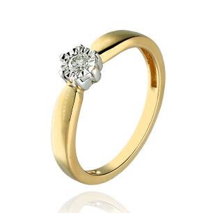 Pierścionek z brylantem 0,08ct żółte złoto r17