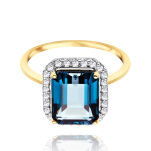 Pierścionek z london blue topaz 3,65ct white topaz r14