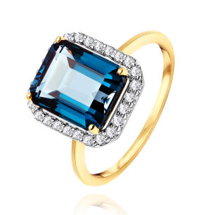 Pierścionek z london blue topaz 3,65ct white topaz r14