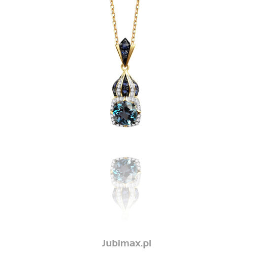 Zawieszka z london blue topazem 0,99ct i szafiry