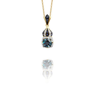 Zawieszka z london blue topazem 0,99ct i szafiry