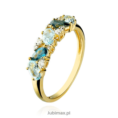 Pierścionek z topazami 1,27ct i brylantami r18