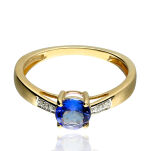 Pierścionek z tanzanitem 0,86ct i brylantami r14