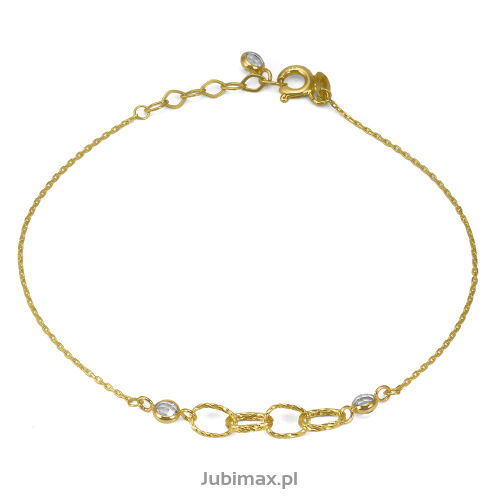 Bransoletka złota pr.585 z cyrkoniami łańcuch 19cm