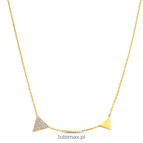 Naszyjnik złoty pr.333 z cyrkoniami trójkąty
