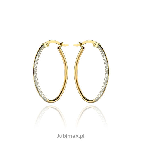 Kolczyki złote pr.375 owalne z białym złotem
