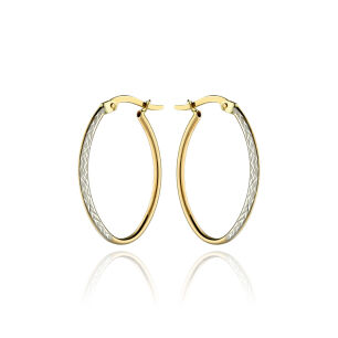 Kolczyki złote pr.375 owalne z białym złotem