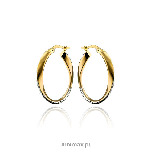 Kolczyki złote pr.375 koła kręcone z białym złotem
