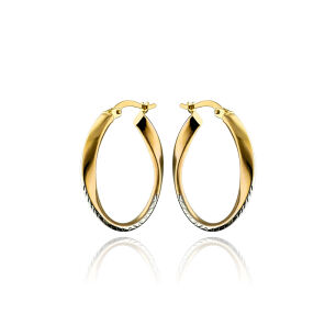 Kolczyki złote pr.375 koła kręcone z białym złotem