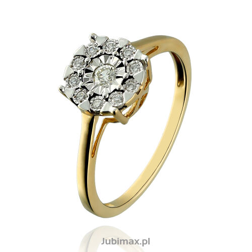 Pierścionek z brylantami 0,15ct żółte złoto r17