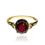 Pierścionek z granatem 2,34ct i brylantami r15