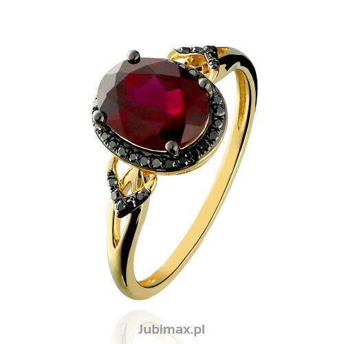 Pierścionek z granatem 2,34ct i brylantami r15